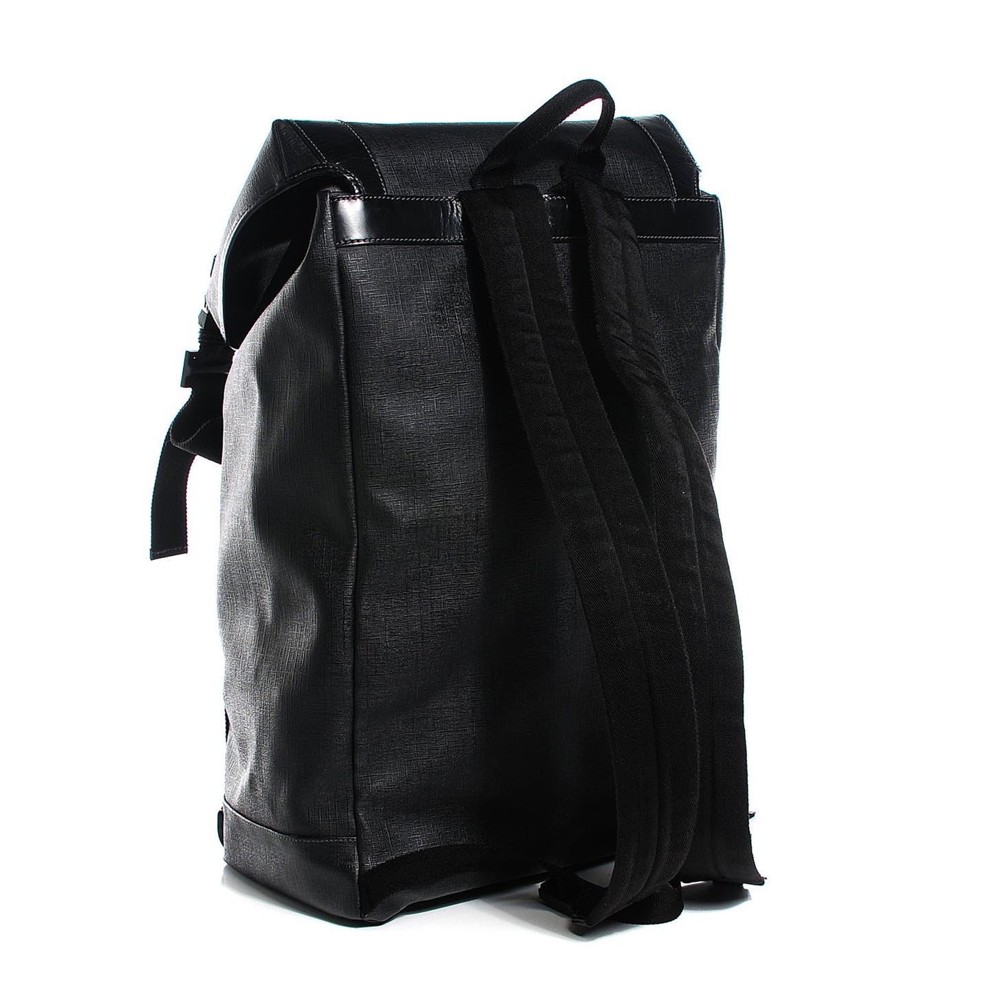 Coated Canvas Interlocking G Double Buckle Backpack Black