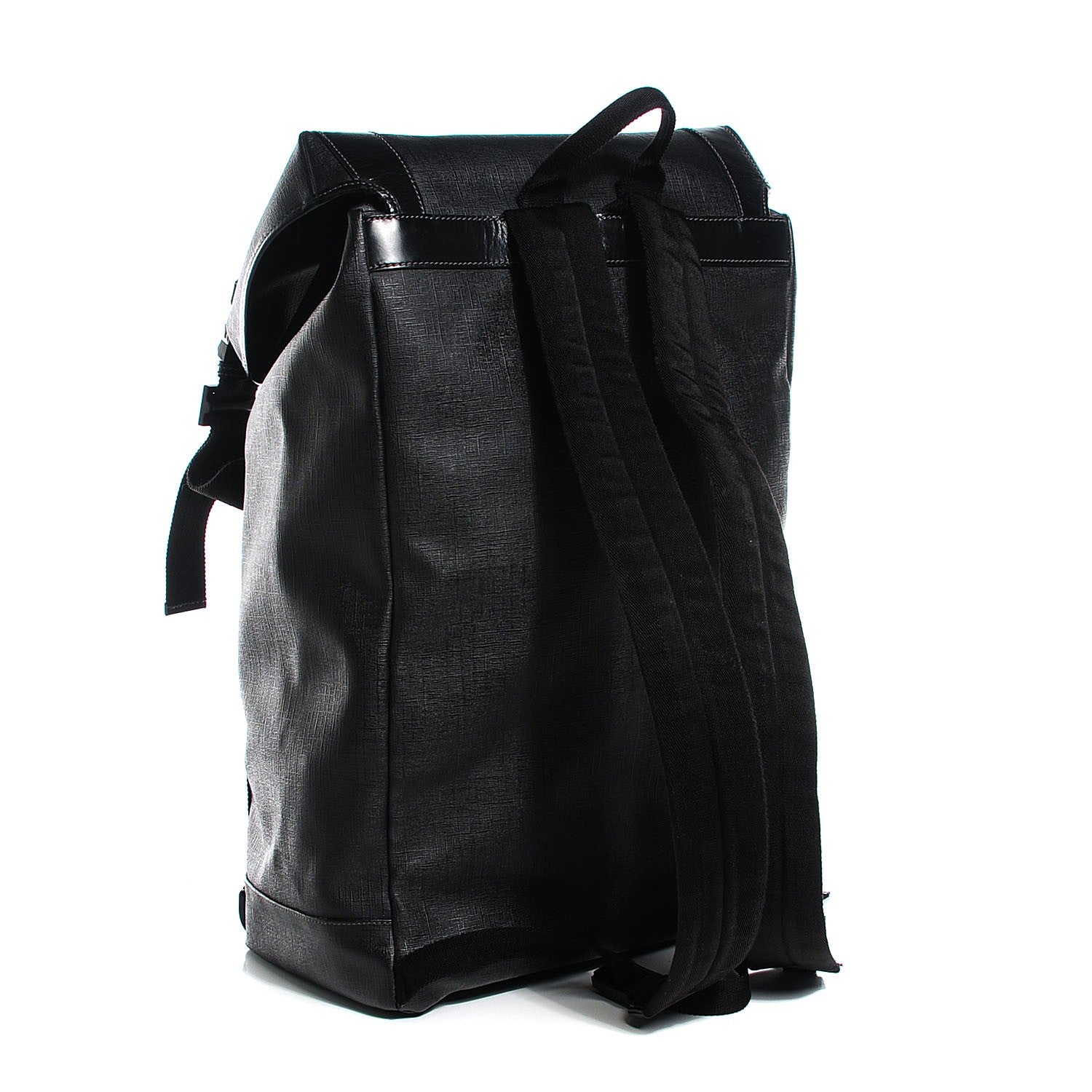 Gucci Coated Canvas Interlocking G Double Buckle Backpack Black 3 of 7
