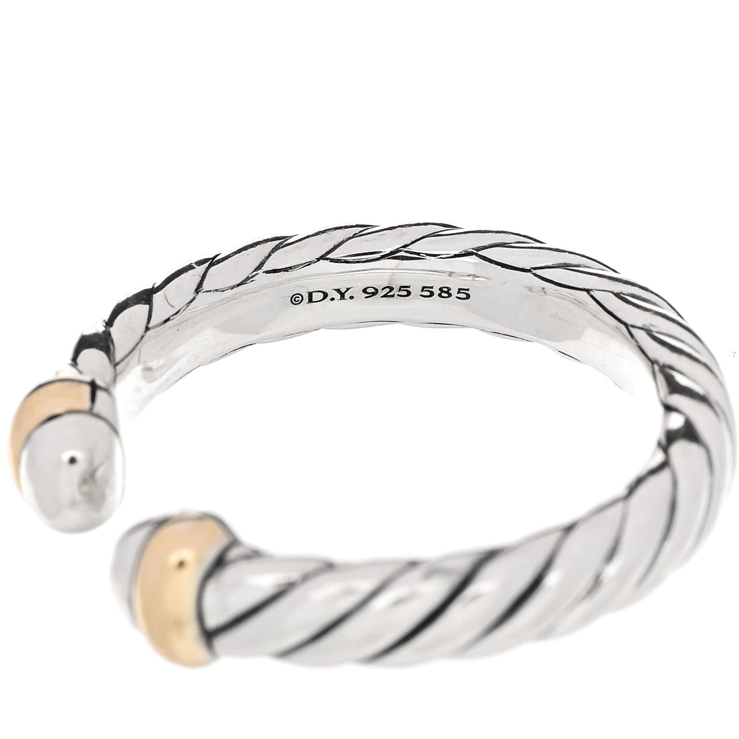 Sterling Silver 14K Yellow Gold Petite Cable Flex Ring 49 5