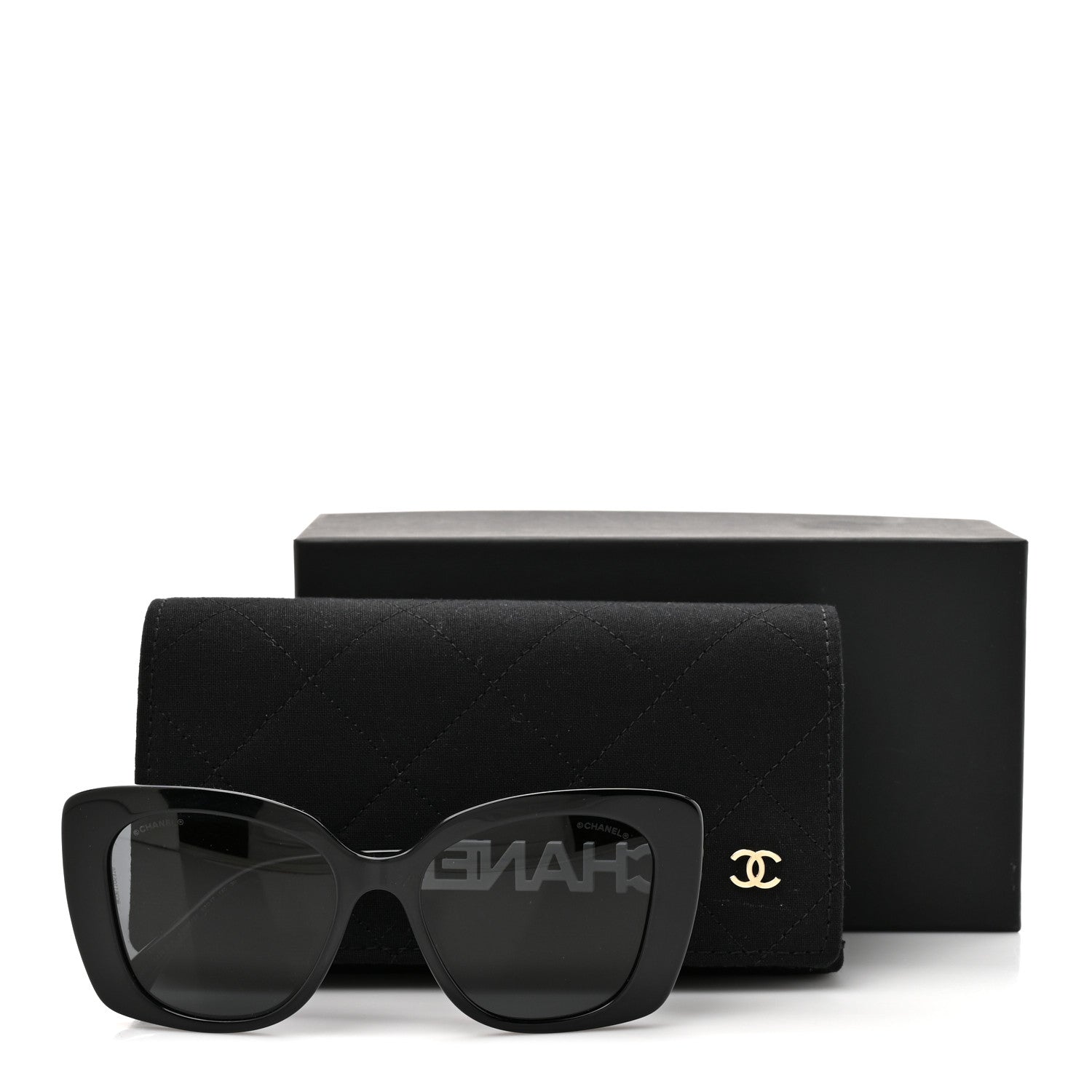 Chanel Acetate Strass Square Sunglasses 5422-B-A Black White