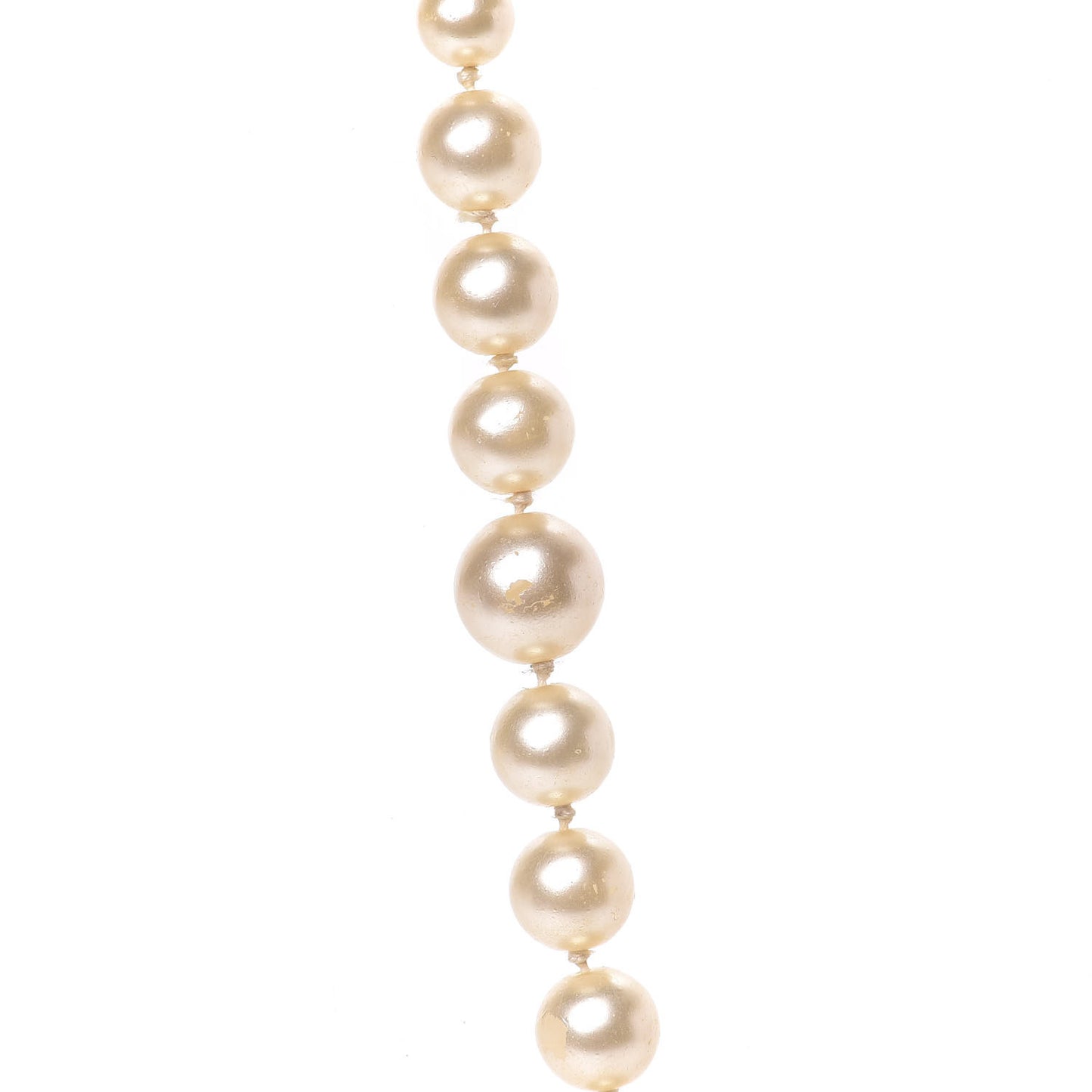 Pearl Crystal Long CC Necklace Gold