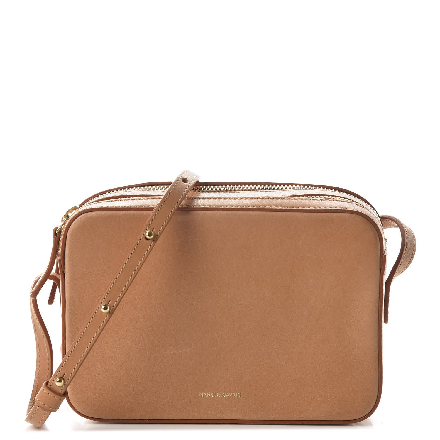 Mansur Gavriel Vegetable Tanned Calfskin Double Zip Crossbody Cammello 1 of 10