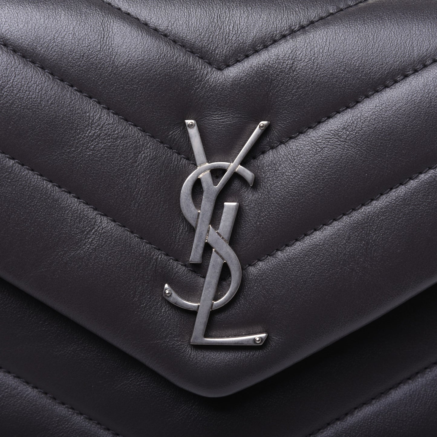 Calfskin Y Quilted Monogram Small Loulou Chain Satchel Asphalt