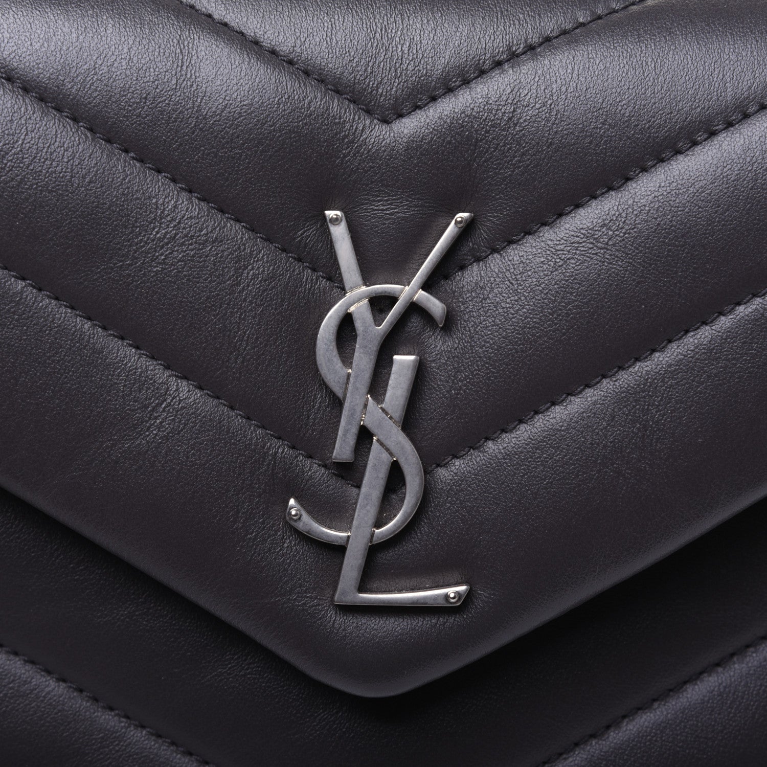 Saint Laurent Calfskin Y Quilted Monogram Small Loulou Chain Satchel Asphalt 14 of 14