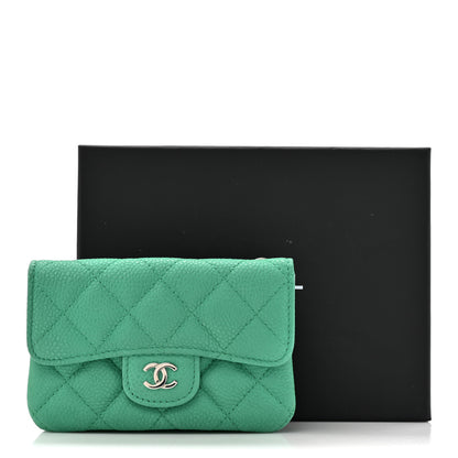 Chanel Iridescent Caviar Quilted Flap Zip Card Holder Green 13 of 13