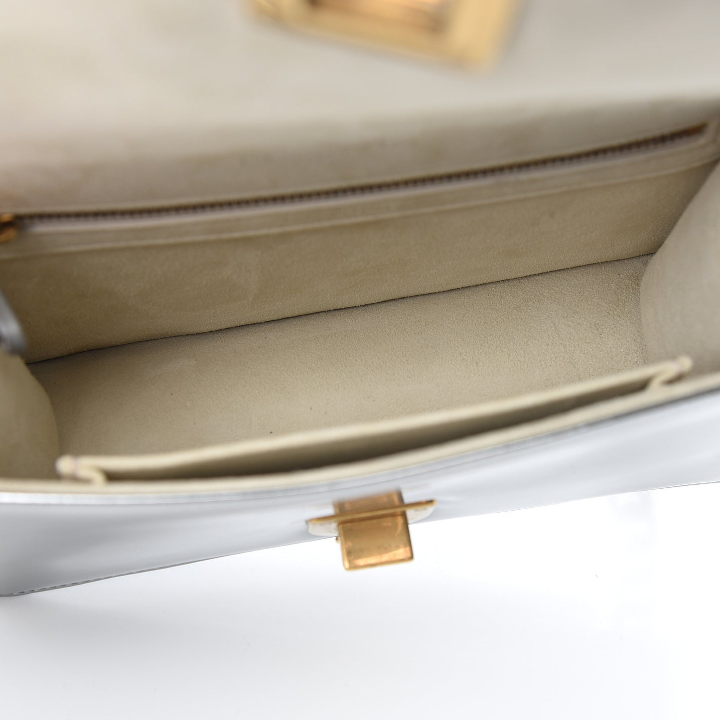 Metallic Patent Studded Small Diorama Flap Bag Silver