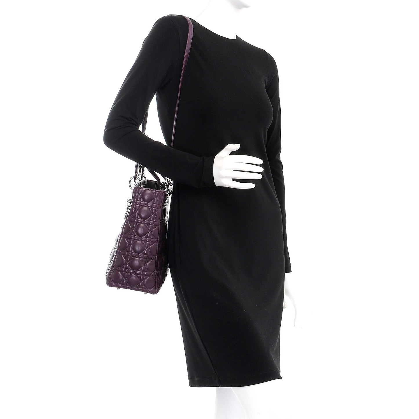 Lambskin Cannage Large Lady Dior Purple