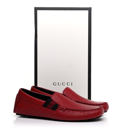 Gucci Calfskin Web Mens Driver Loafers 7 Red 9 of 9