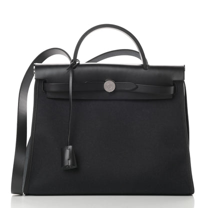 Hermes Military Toile Vache Hunter Herbag Zip PM 31 Black 3 of 12