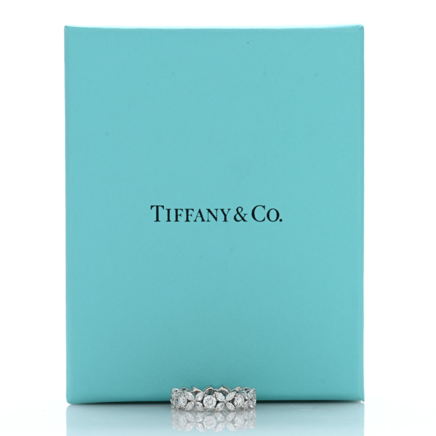 Tiffany Platinum Diamond Victoria Alternating Band Ring 53 6.25 5 of 5