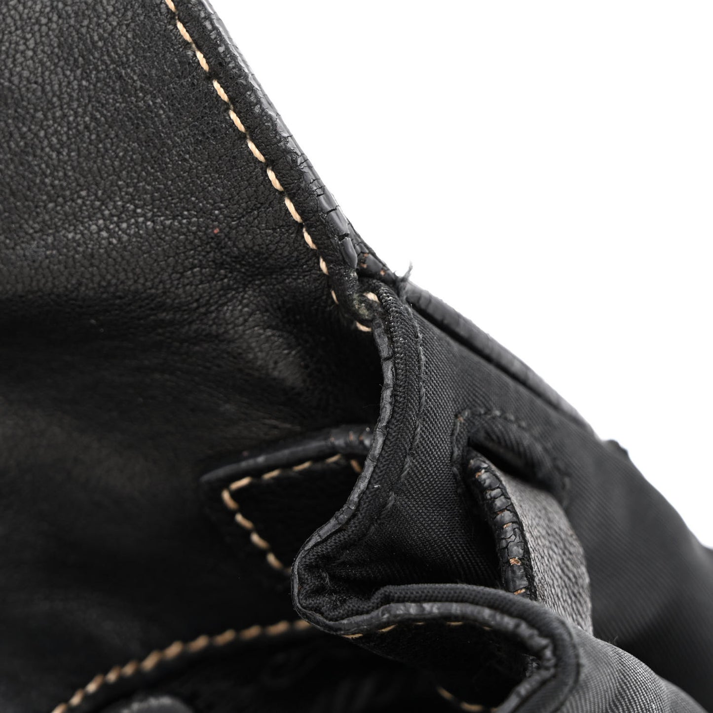 Tessuto Nylon Vitello Foldover Pushlock Satchel Black