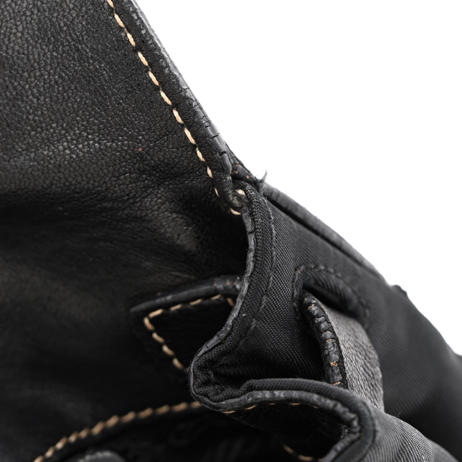 Prada Tessuto Nylon Vitello Foldover Pushlock Satchel Black 13 of 16