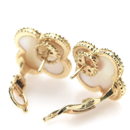 Van Cleef & Arpels 18K Yellow Gold Mother of Pearl Magic Alhambra Earrings 3 of 6
