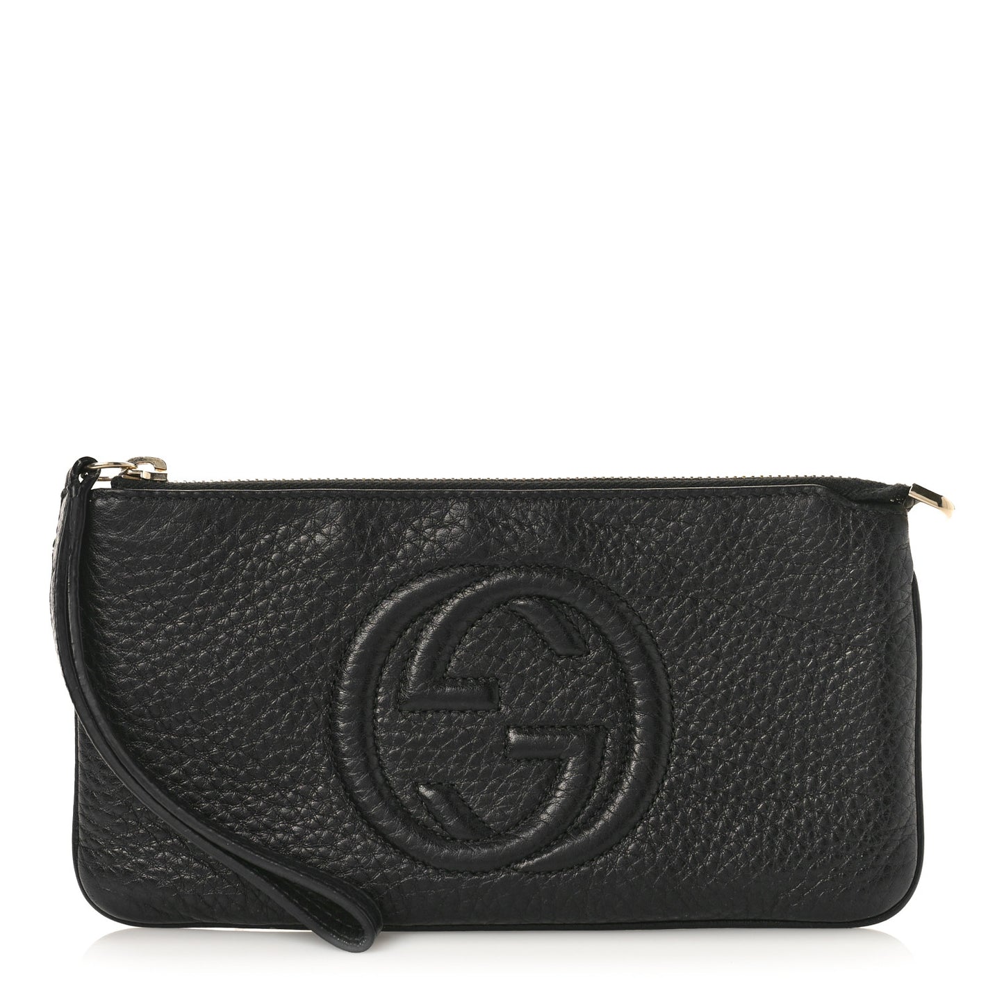 Pebbled Calfskin Soho Wristlet Black