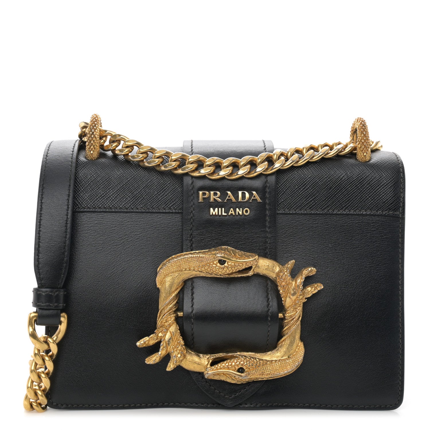 Prada City Calf Saffiano Animalier Cahier Bag Black 1 of 13