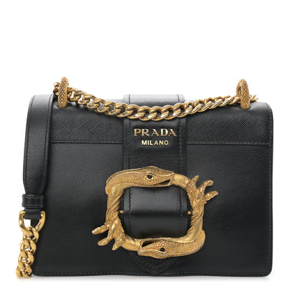 Prada City Calf Saffiano Animalier Cahier Bag Black 1 of 13