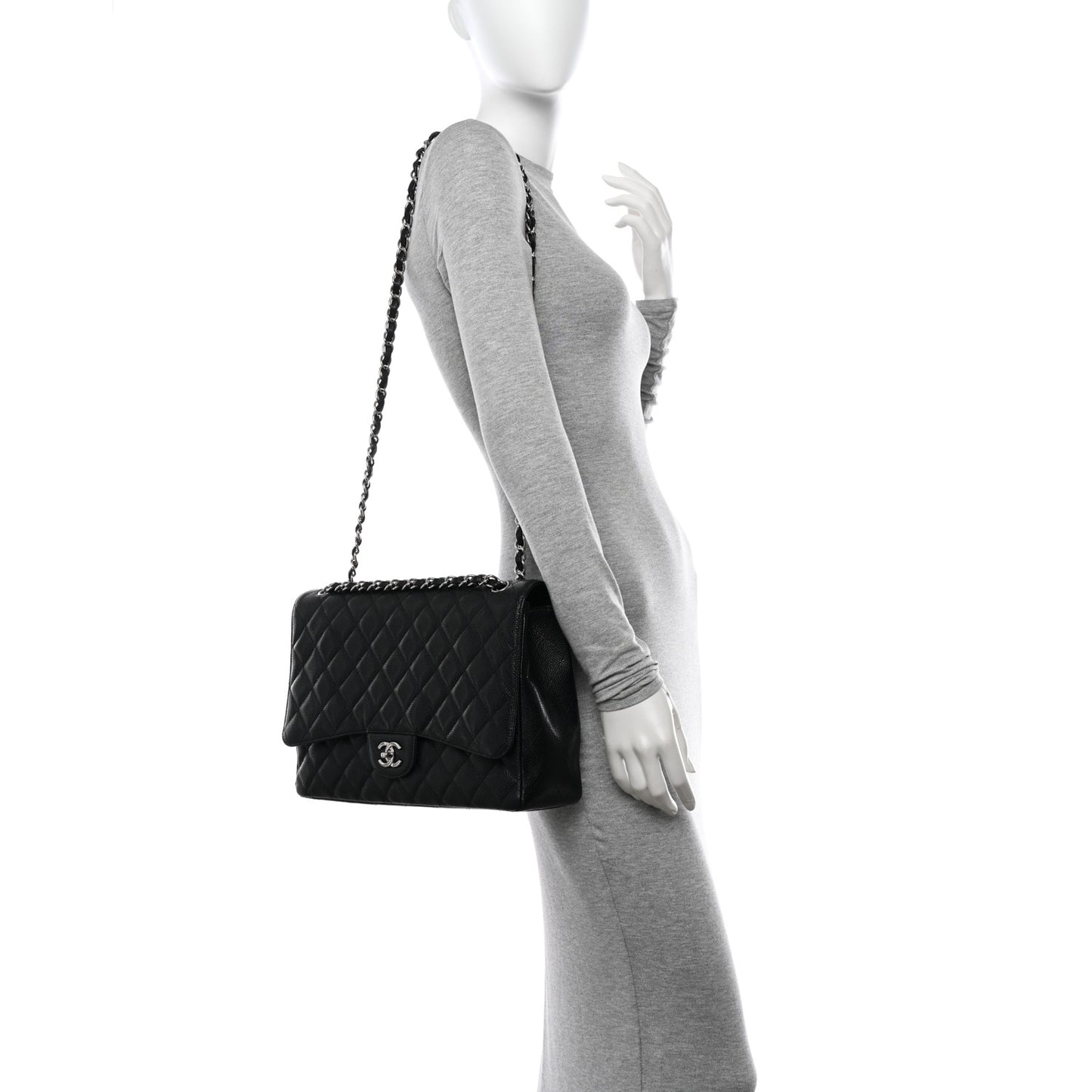 Caviar Quilted Maxi Single Flap Black