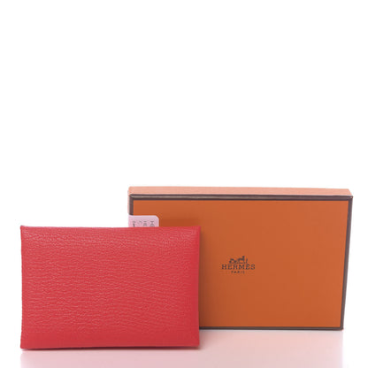 Hermes Chevre Mysore Verso Calvi Card Case Rose Texas Quebracho 8 of 8