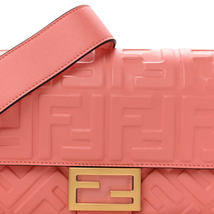 Fendi Nappa FF 1974 Embossed Baguette Rosa Pesca 8 of 10