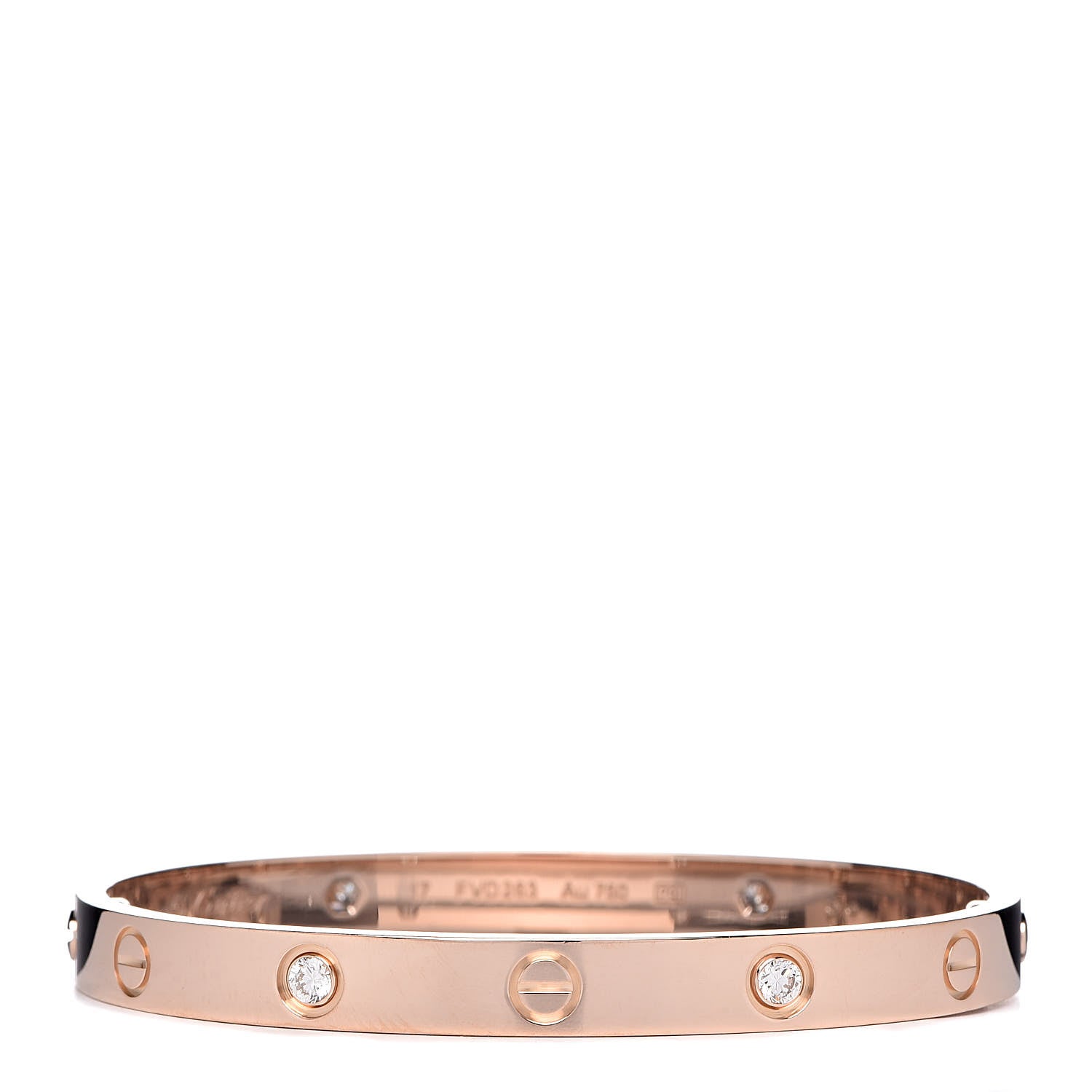 Cartier 18K Pink Gold 4 Diamond LOVE Bracelet 17 3 of 8