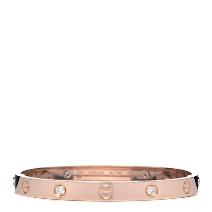 Cartier 18K Pink Gold 4 Diamond LOVE Bracelet 17 3 of 8
