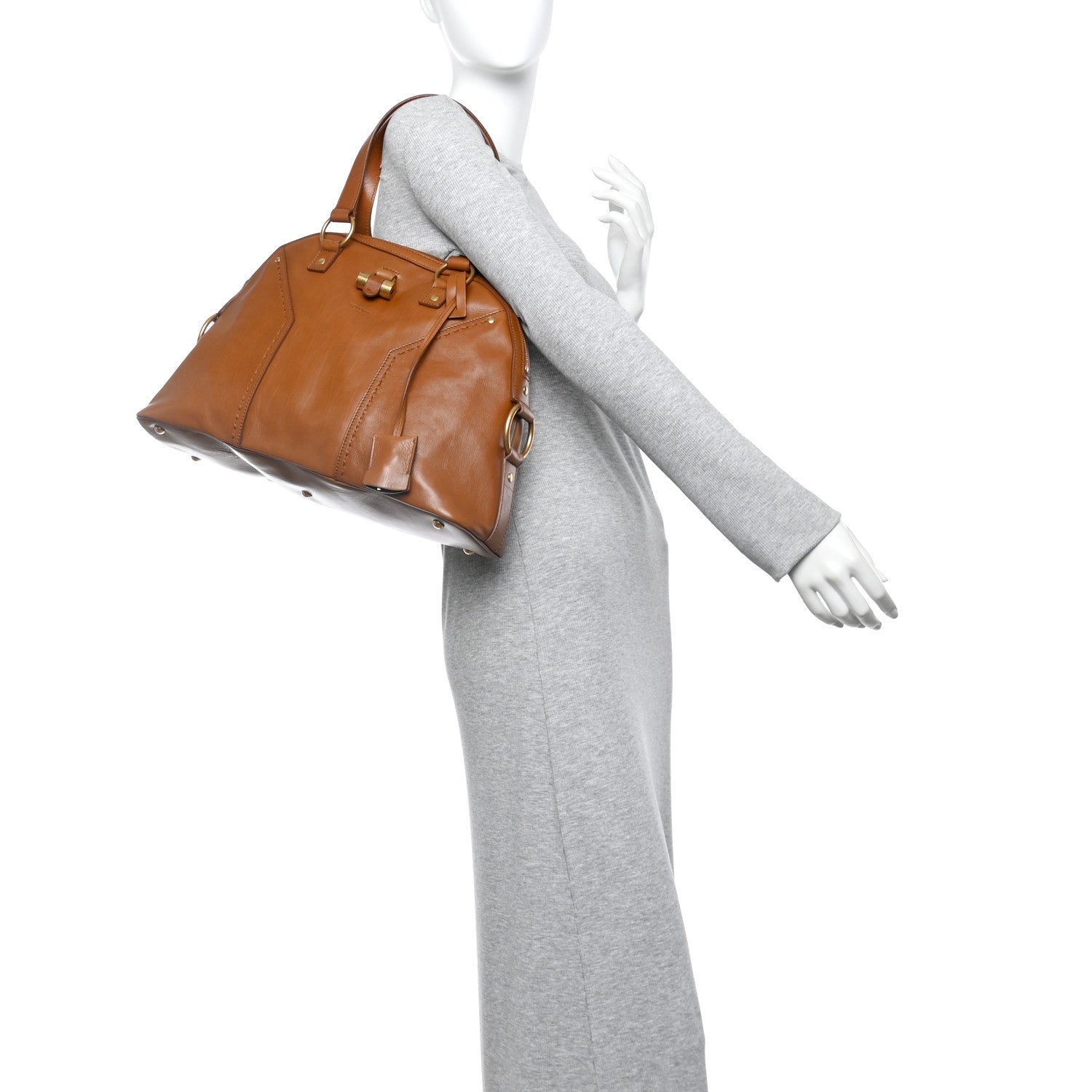 Saint Laurent Calfskin Oversized Muse Brown 2 of 10