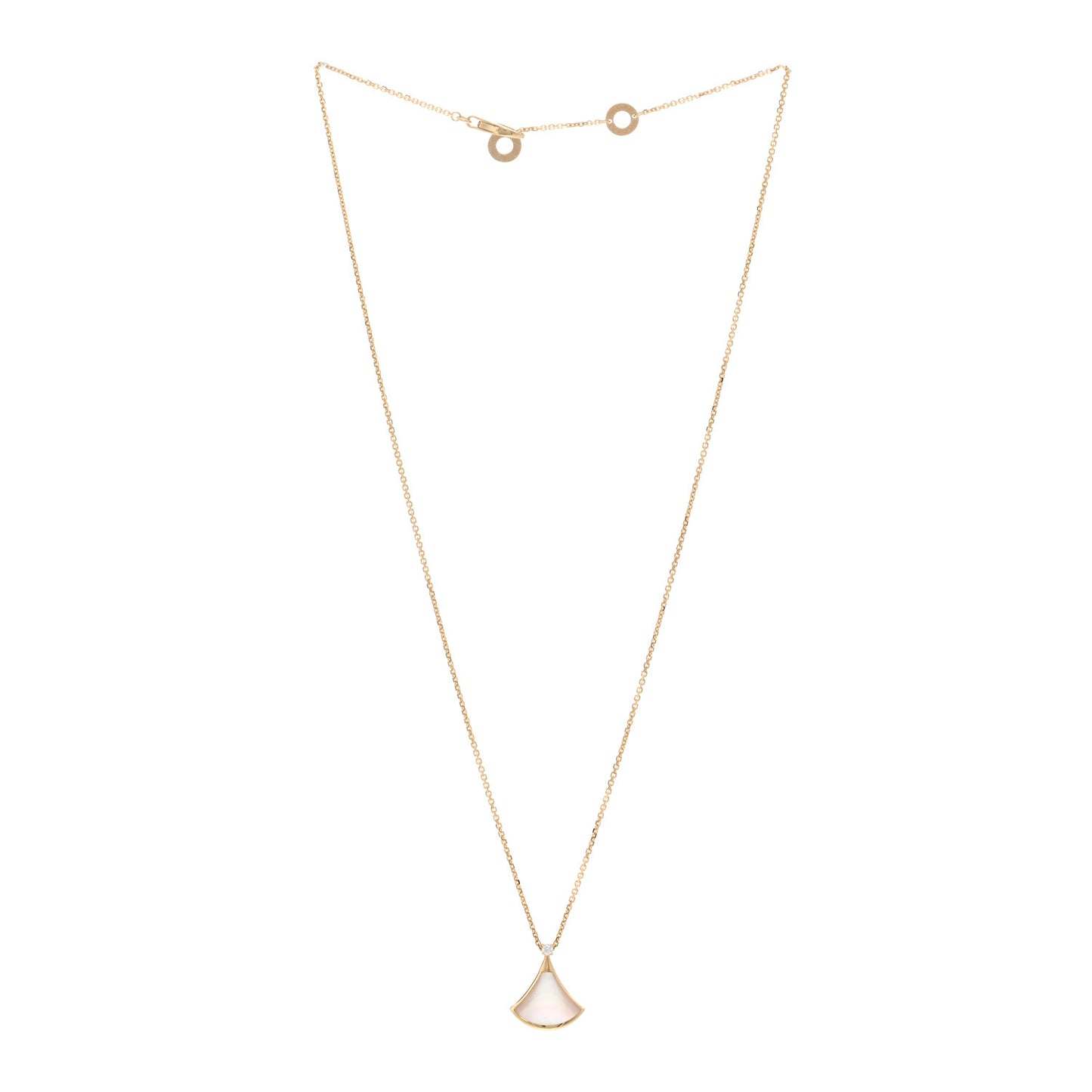 18K Yellow Gold Diamond Mother of Pearl Small Divas' Dream Pendant Necklace