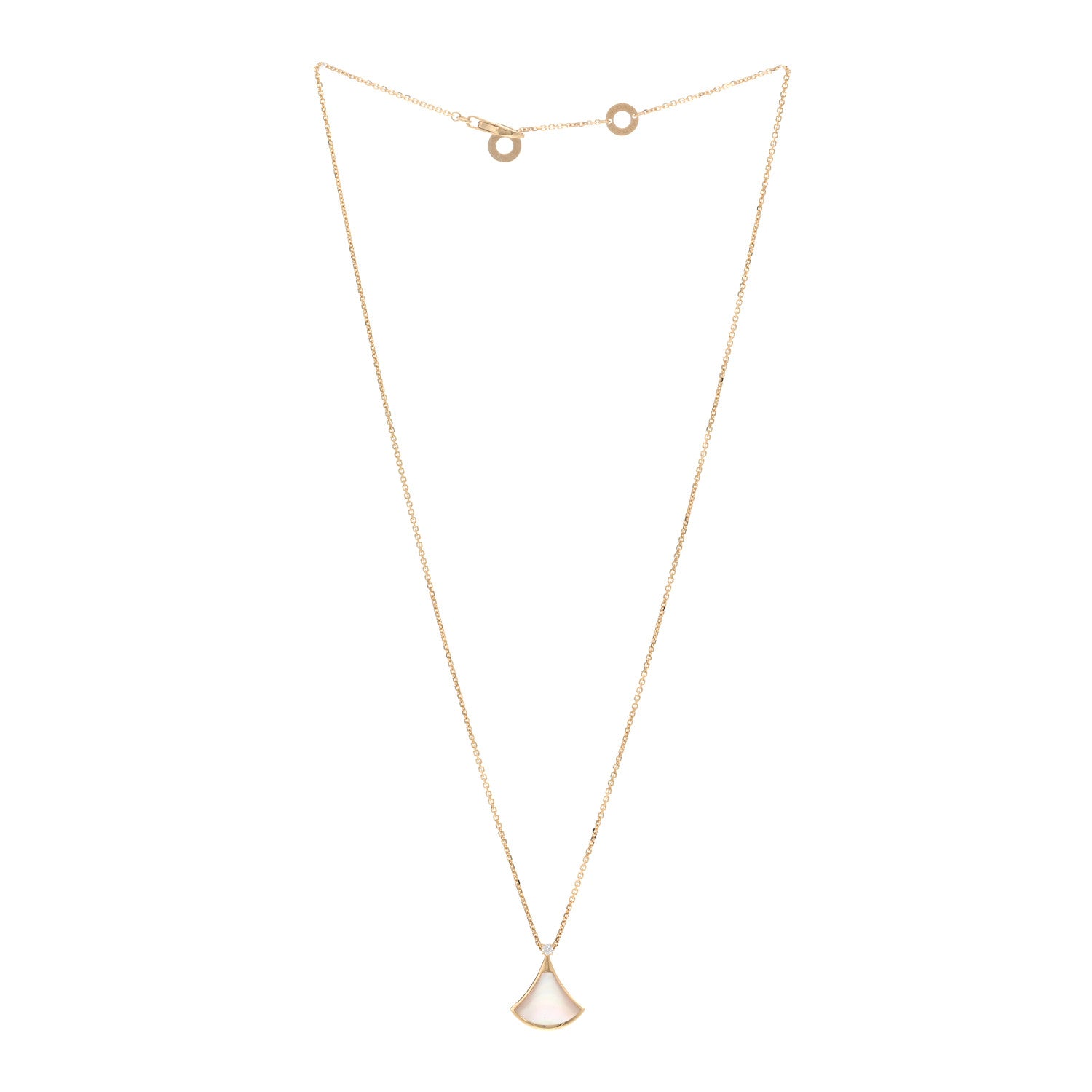 Bulgari 18K Yellow Gold Diamond Mother of Pearl Small Divas' Dream Pendant Necklace 3 of 5