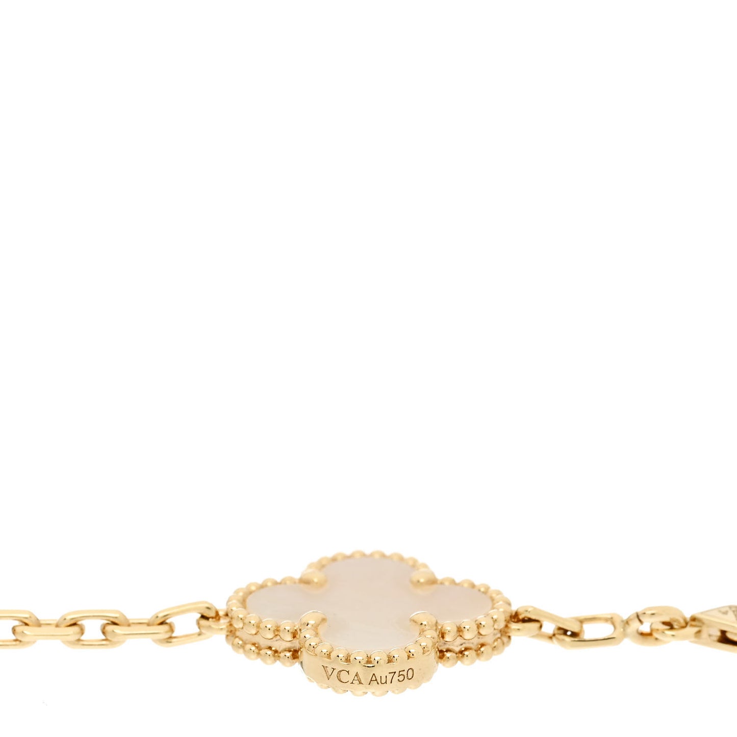 18K Yellow Gold Mother of Pearl 5 Motifs Vintage Alhambra Bracelet