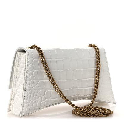 Balenciaga Calfskin Crocodile Embossed Small Crush Chain Bag White 3 of 12
