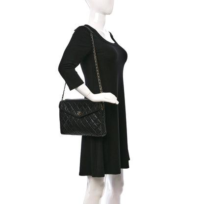 Chanel Lambskin Diamond Stitch Envelope Single Flap Black 2 of 12