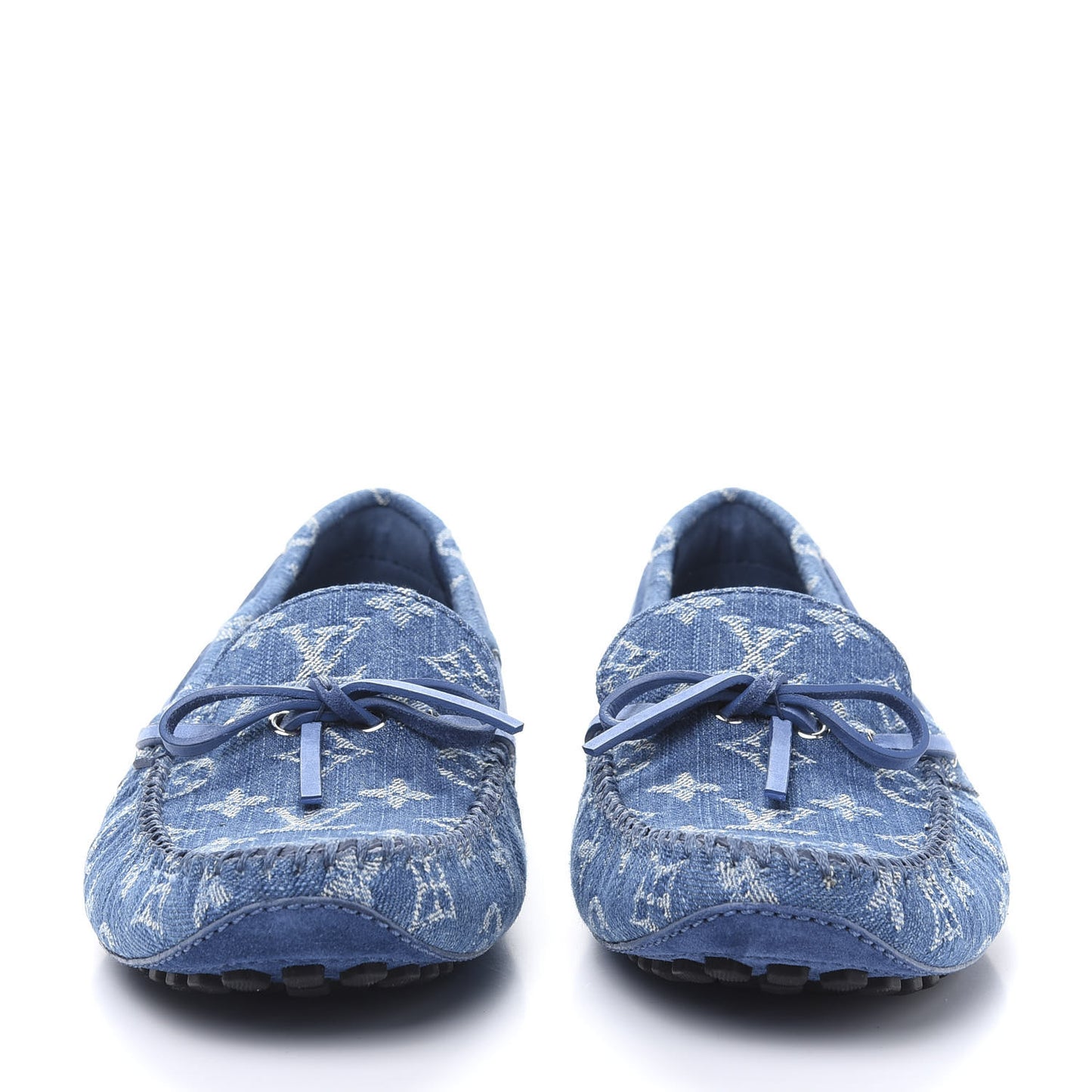 Monogram Denim Mens Arizona Car Shoe Moccasin Loafers 6.5 Blue