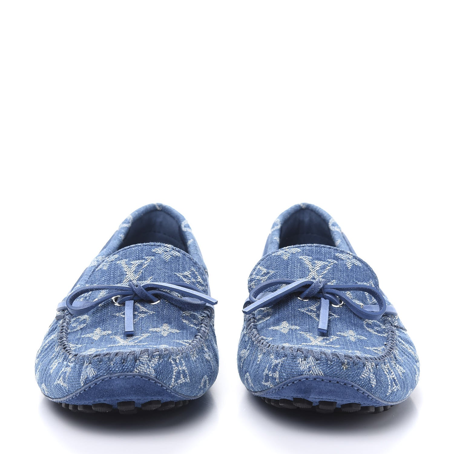 Louis Vuitton Monogram Denim Mens Arizona Car Shoe Moccasin Loafers 6.5 Blue 2 of 9