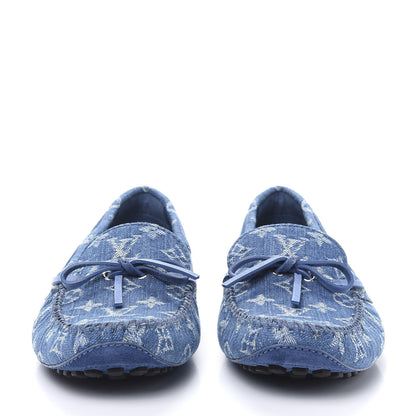 Louis Vuitton Monogram Denim Mens Arizona Car Shoe Moccasin Loafers 6.5 Blue 2 of 9
