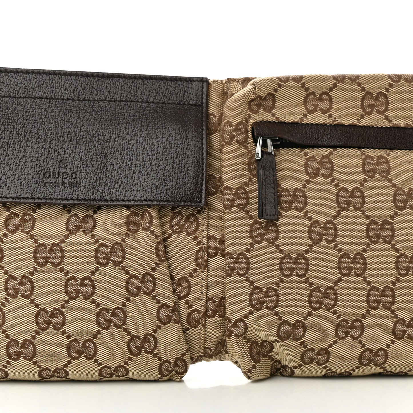 GG Monogram Double Pocket Belt Bag Dark Brown