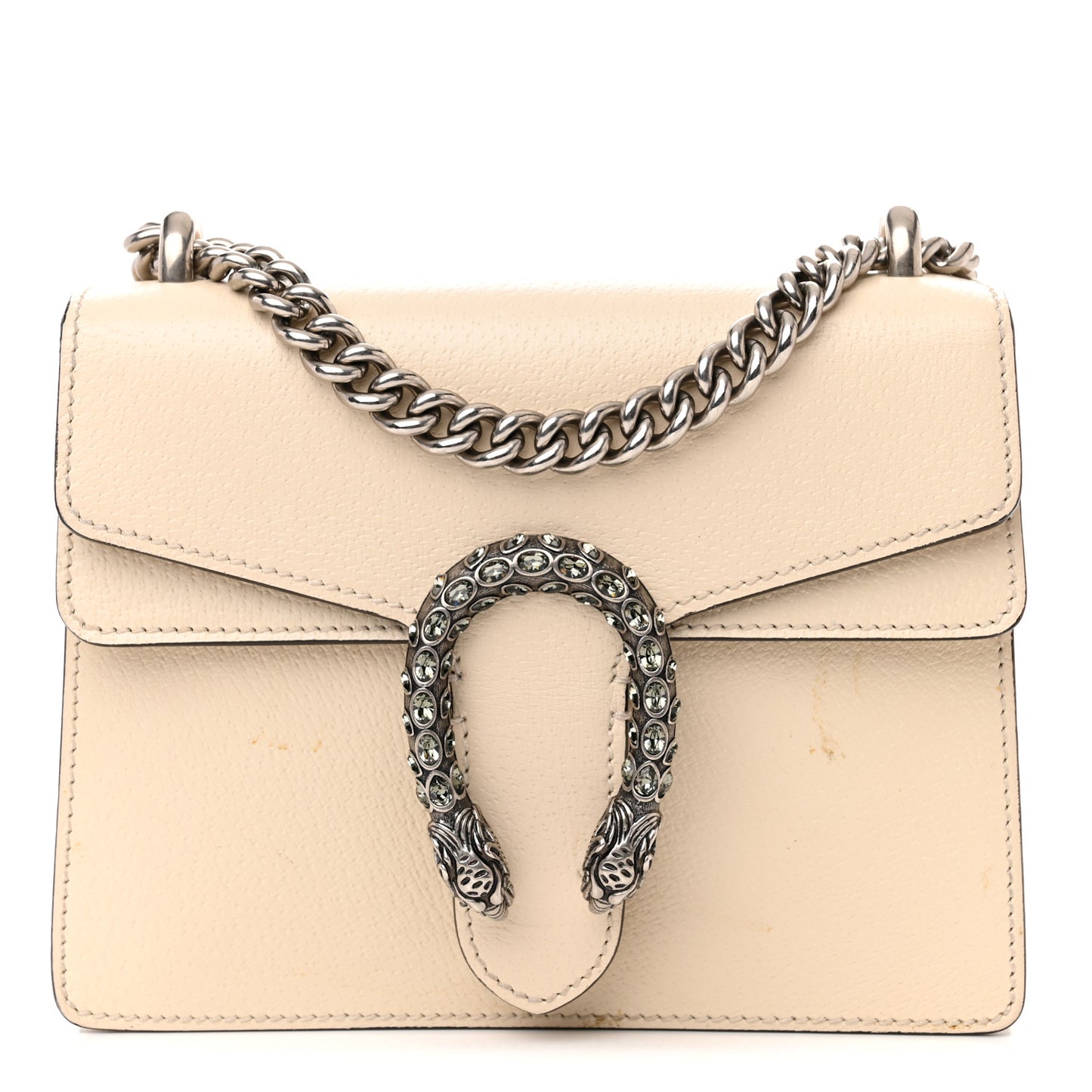 Dollar Calfskin Crystal Mini Dionysus Shoulder Bag Mystic White Black Diamond
