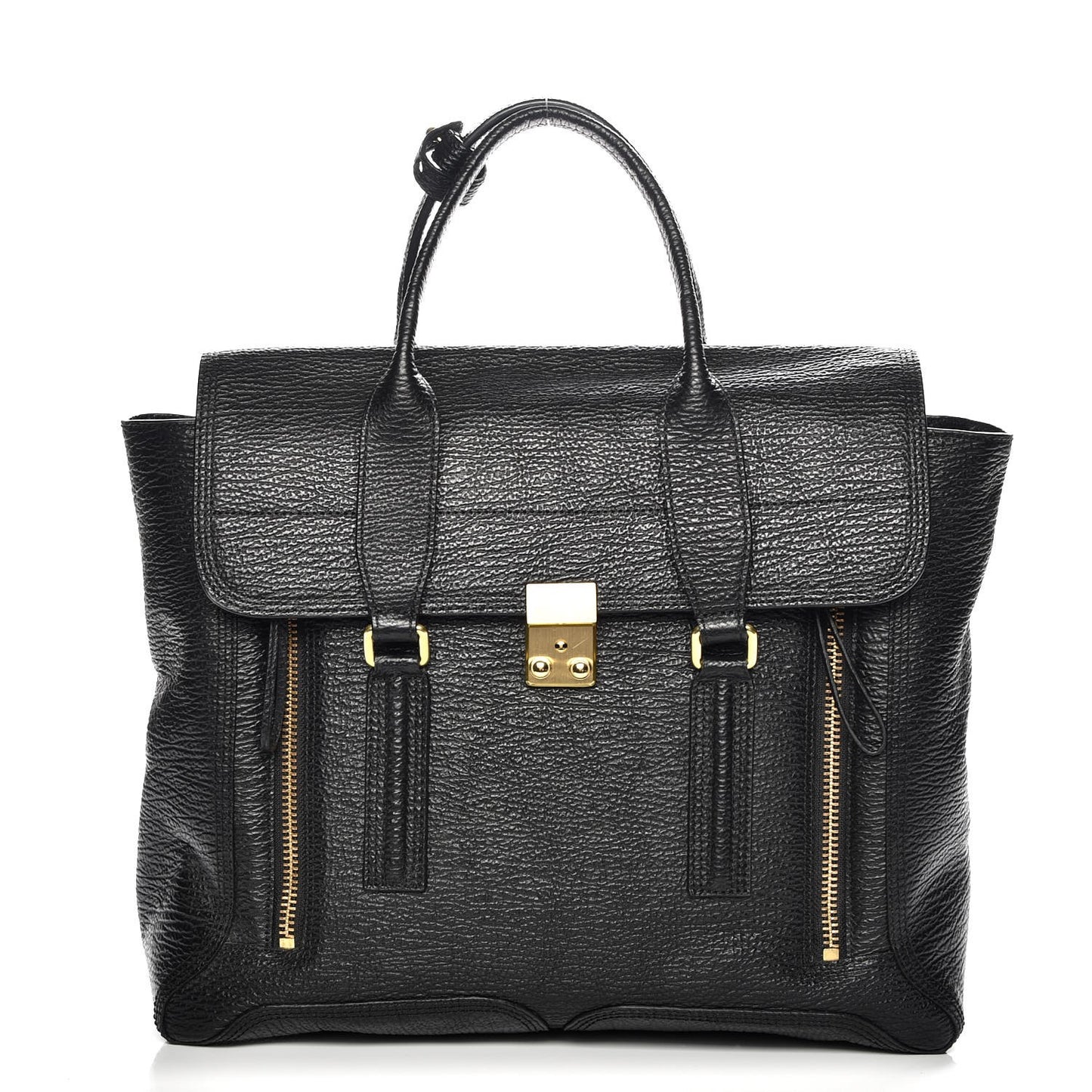 3.1 Textured Calfskin Large Pashli Satchel Black