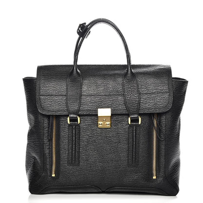 3.1 Phillip Lim 3.1 Textured Calfskin Large Pashli Satchel Black 1 of 7