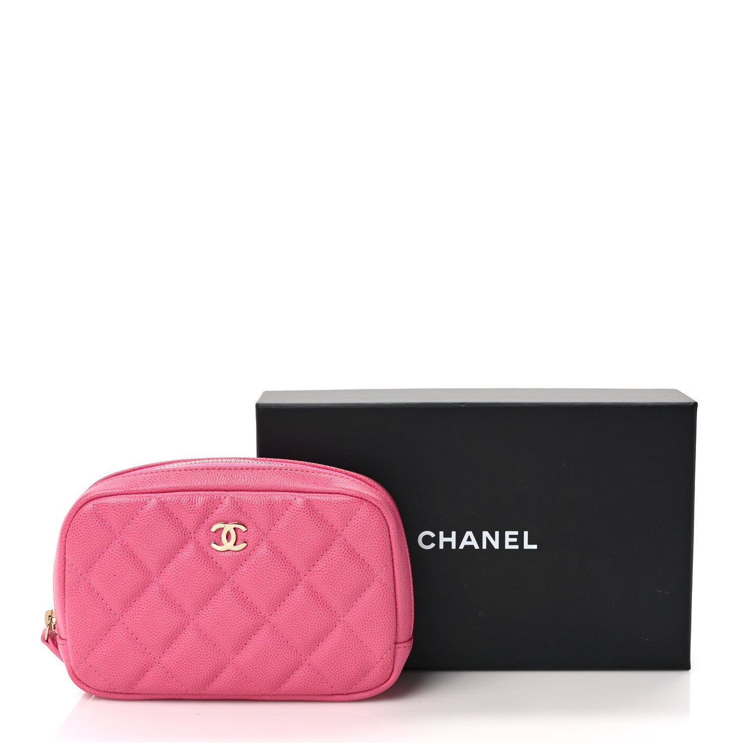 Chanel Caviar Quilted Small Curvy Pouch Cosmetic Case Pink 8 of 8