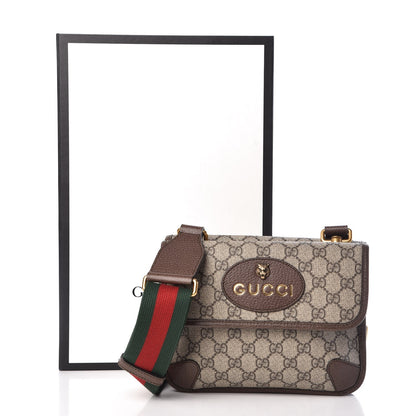 Gucci GG Supreme Monogram Web Small Neo Vintage Double Flap Messenger Bag Beige New Acero 12 of 12