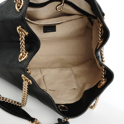 Gucci Pebbled Calfskin Medium Soho Chain Shoulder Bag Black 5 of 7