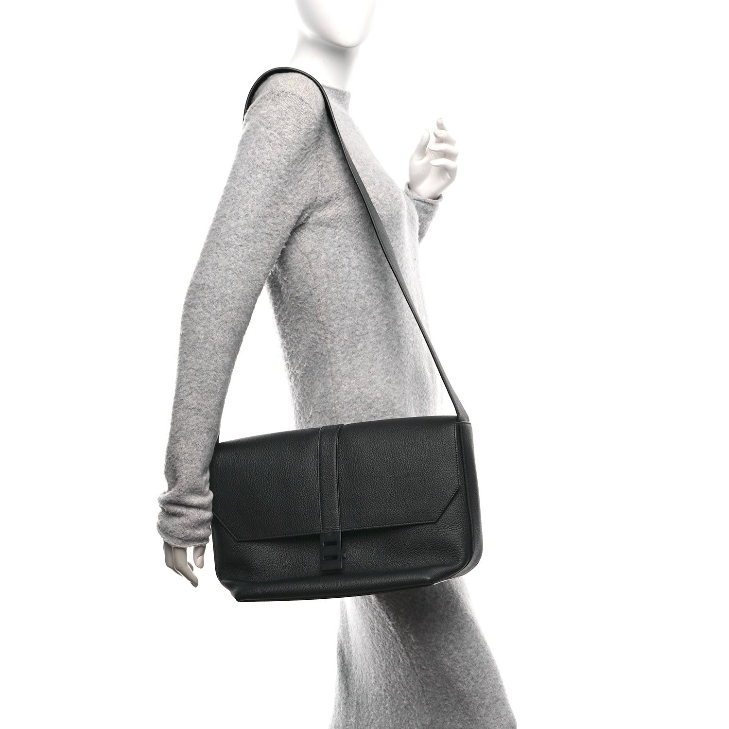 Salvatore Ferragamo Calfskin Gancini Twins 24 Messenger Bag Black 2 of 10