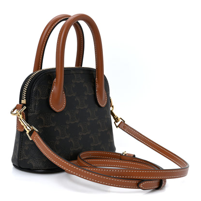 Celine Canvas Calfskin Triomphe Mini Honorine Bag Tan 2 of 9