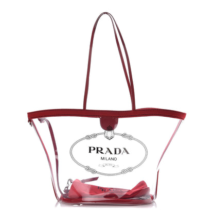 Prada Plexiglass Canapa Shopper Tote Red 3 of 10