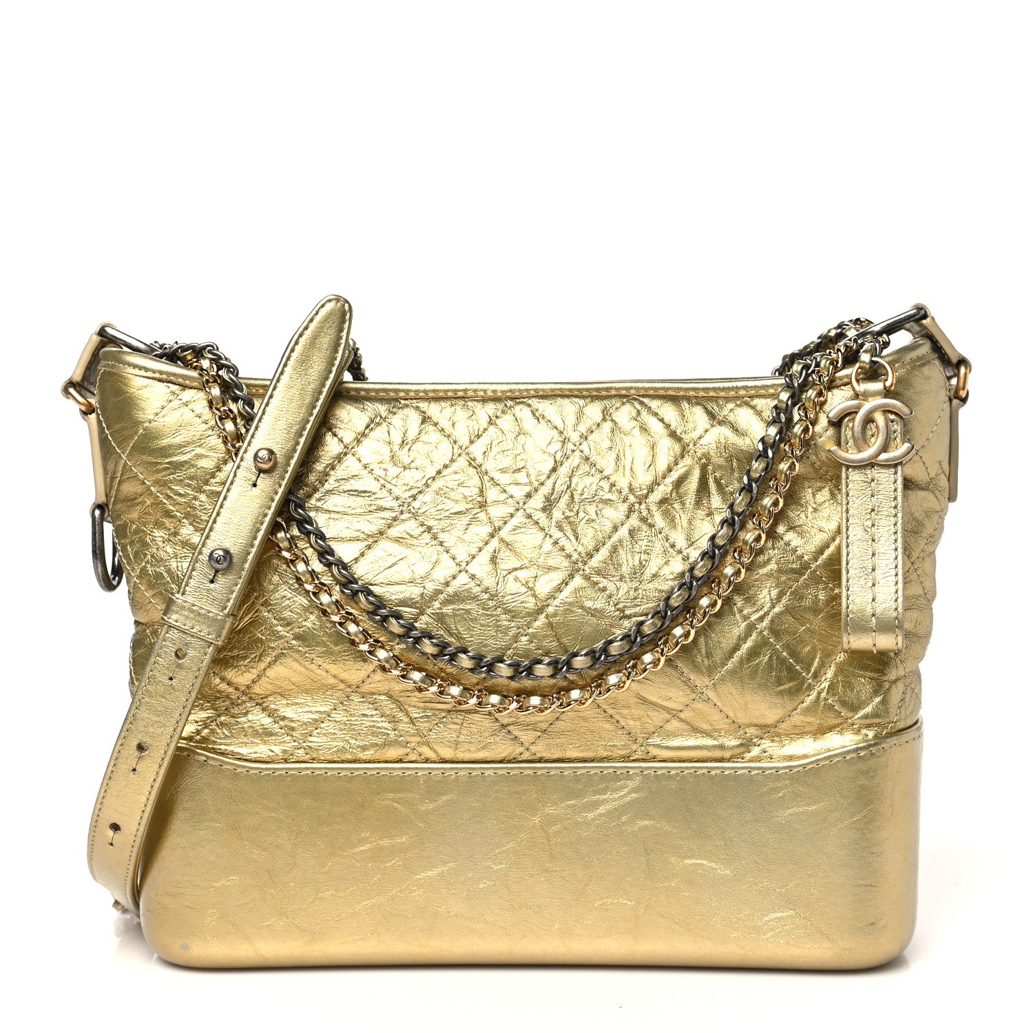 Chanel Metallic Aged Calfskin Quilted Medium Gabrielle Gold 1 of 10