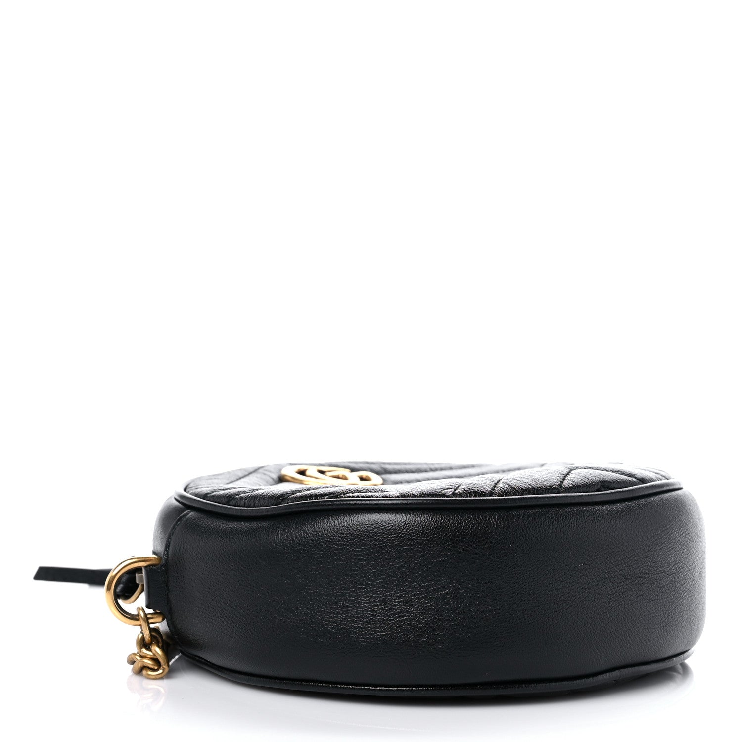 Gucci Azalea Calfskin Matelasse Heart Mini GG Marmont Round Shoulder Bag Black 3 of 9