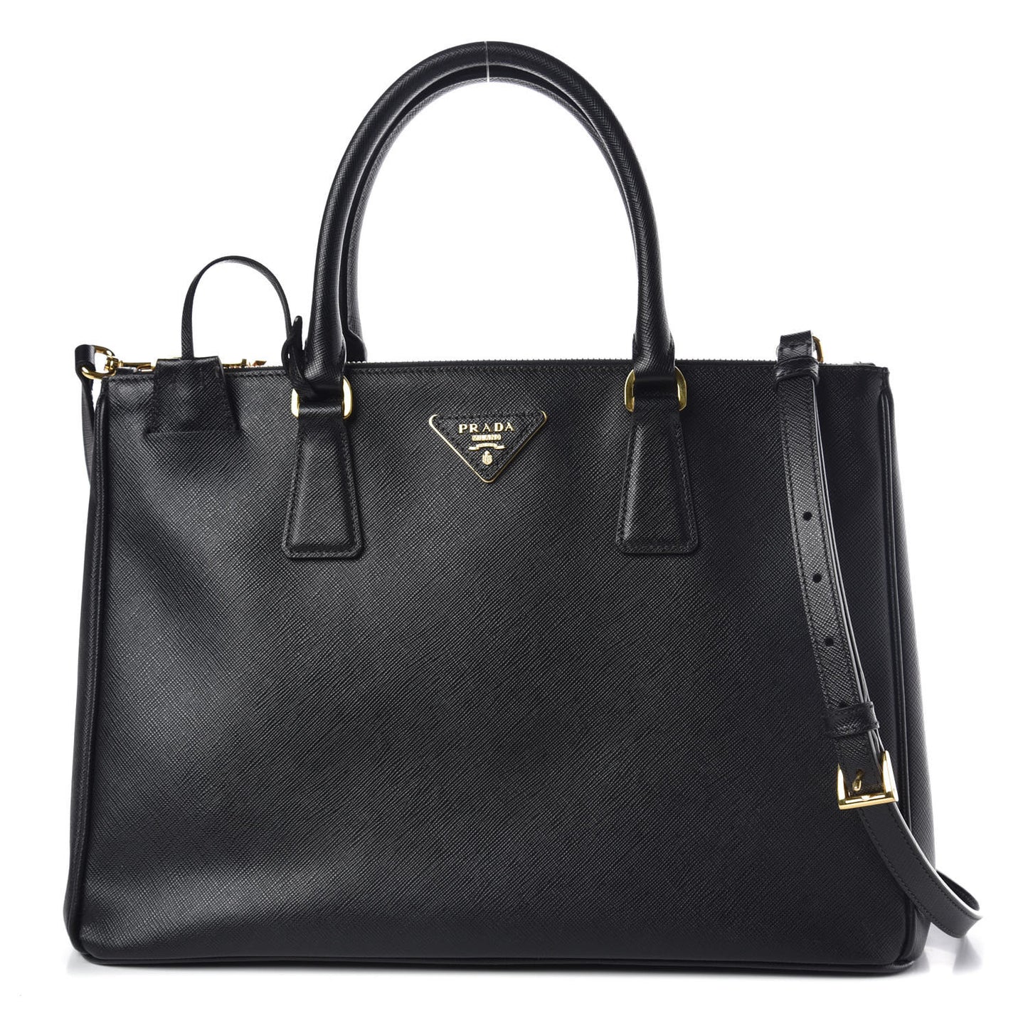 Saffiano Medium Galleria Double Zip Tote Black