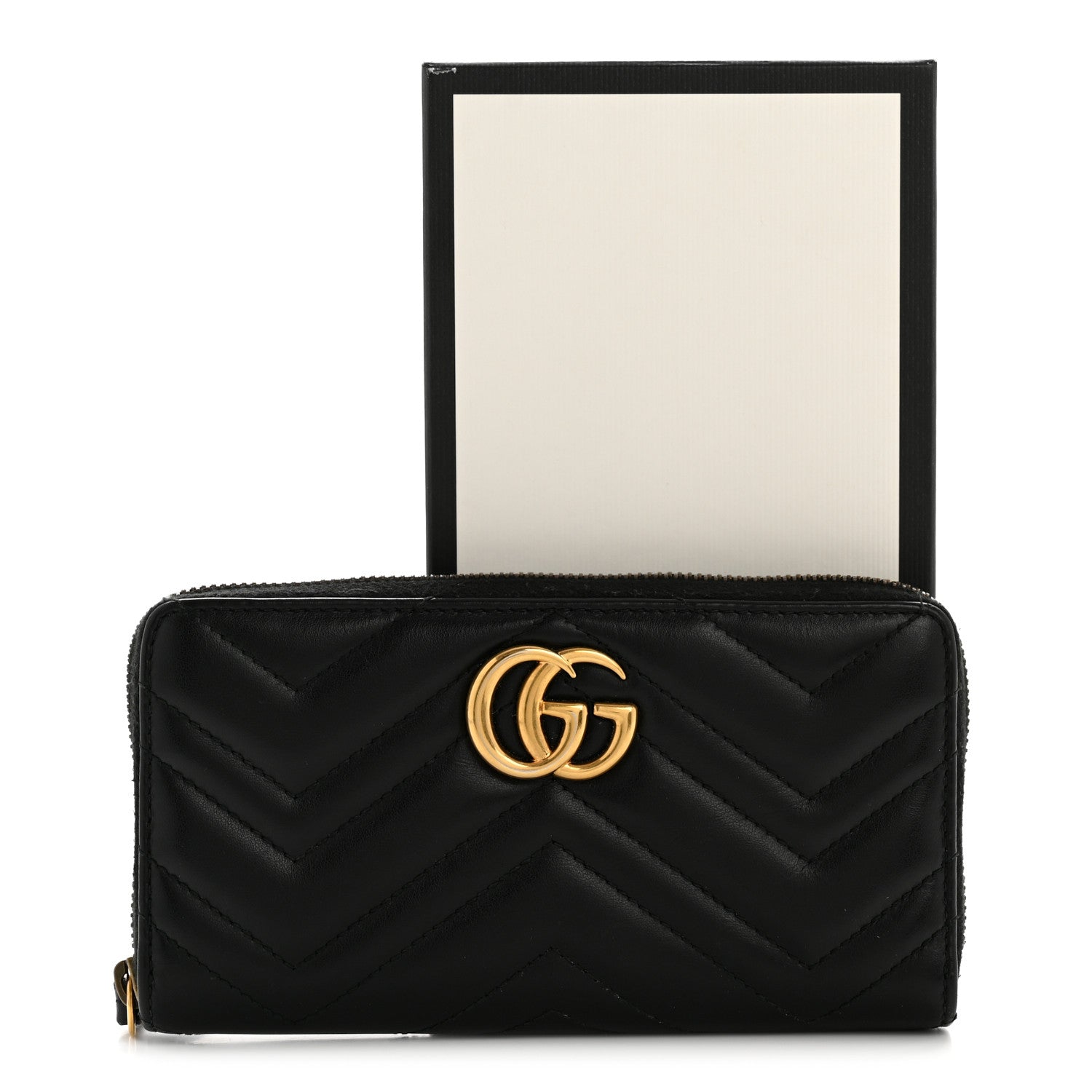 Gucci Calfskin Matelasse GG Marmont Zip Around Organizer Wallet Black 11 of 11