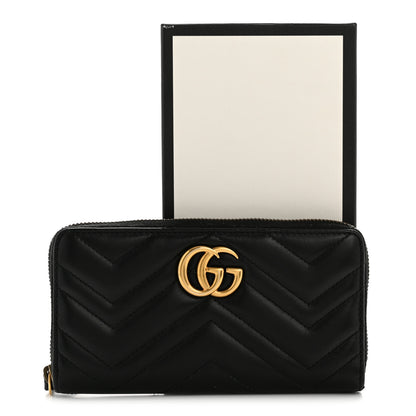 Gucci Calfskin Matelasse GG Marmont Zip Around Organizer Wallet Black 11 of 11