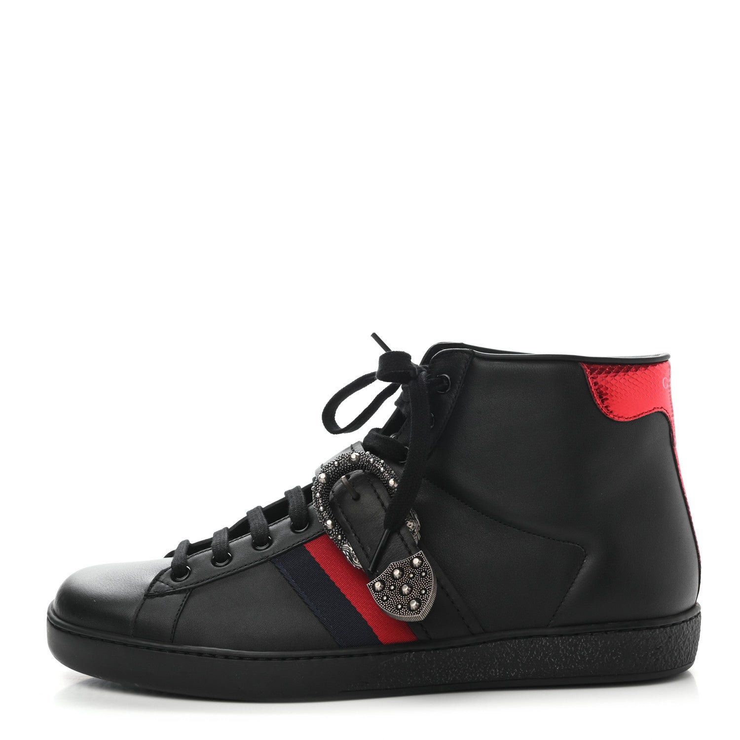 Gucci Calfskin Ayers Web Mens Dionysus High Top Sneakers 10 Black 1 of 9